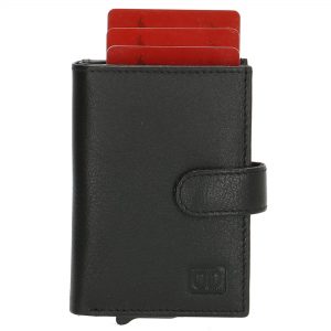 kortholder og pung i en,kompakt pung, kortholder med skub op-funktion, sikker kortholder, kompakt kortholder, kortholder i læder, kortholder med RFID beskyttelse