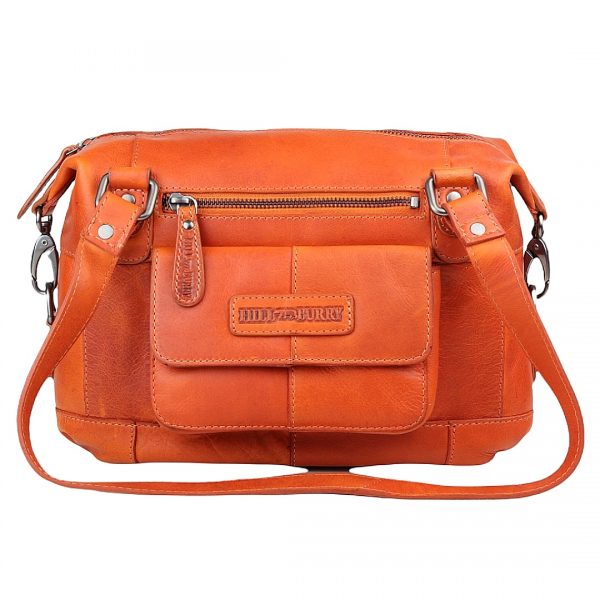 Lædertaske, lædertaske i orange, orange lædertaske, orange taske, dametaske, orange, skuldertaske
