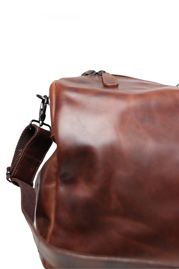 duffel bag i brun læder, rejsetaske i læder, weekendtaske i læder, lædertaske rejsetaske
