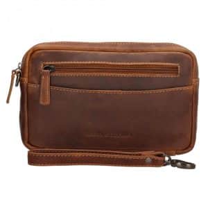 brun håndtaske i læder, håndtaske, til herrer, håndtaske unisex, clutch taske, taske til rejsedokumenter