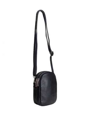 lille sort crossbody taske, lædertaske, italiensk lædertaske, crossbody taske, skuldertaske, lille taske,