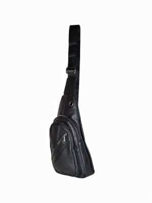 sort sling bag, sling bag, sling bag i imiteret læder, crossbody taske, sort crossbody taske, lille skrå rygsæk
