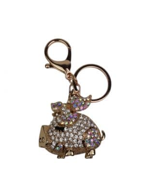 bag charm sovende gris, sjov bag charm, taskepynt, gris i similisten, nøglering, pynt til nøglering.