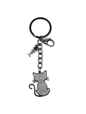 Bag charm kat, bag charm kat i similsten, taskepynt med kat, taskepynt lille kat, feminin taskepynt, pynt til nøglering, nøglering