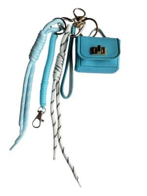 Bag charm med lille taske, bag charm, nøglering, taskepynt, etui til earpods, case til earpods