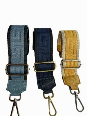 ensfarvet taskerem med vævet mønster, taskerem med mønster, ensfarvet taskerem, blå taskerem, gul taskerem