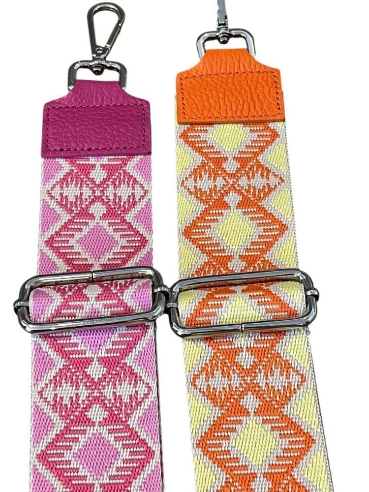 Photoroom_20260624_114322 taskerem, accessory, accessories, taskepynt, justerbar taskerem, aftagelig taskerem, mønstret taskerem, gul taskerem, orange taskerem, pink taskerem