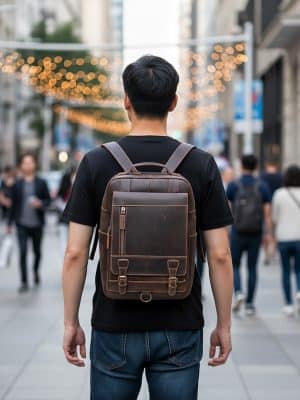 læderrygsæk, flot rygsæk i læder, arbejdstaske i læder, computertaske i læder, rygsæk til studie