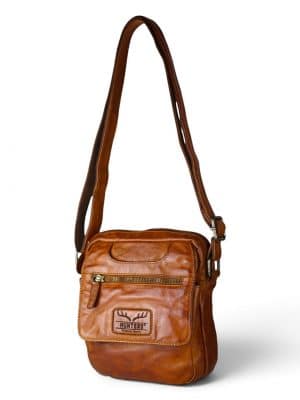 Crossbody taske i vasket læder med justerbar rem, crossbody taske i blødt læder, lædertaske med lang rem
