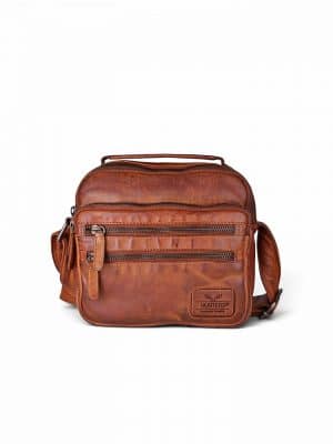 crossover taske i vasket læder, crossbody taske i vasket læder, lædertaske med lang rem, lille skuldertaske i læder, unisex taske i læder, herretaske i læder, dametaske i læder